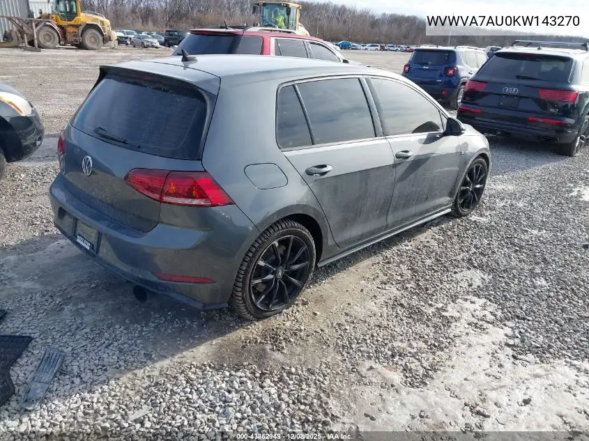 WVWVA7AU0KW143270 2019 Volkswagen Golf R 2.0T W/Dcc Navigation