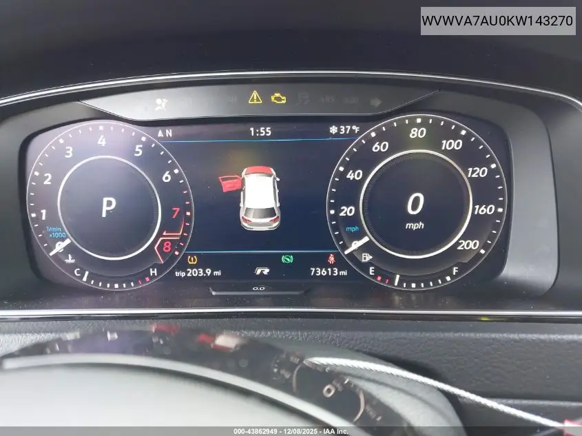 WVWVA7AU0KW143270 2019 Volkswagen Golf R 2.0T W/Dcc Navigation