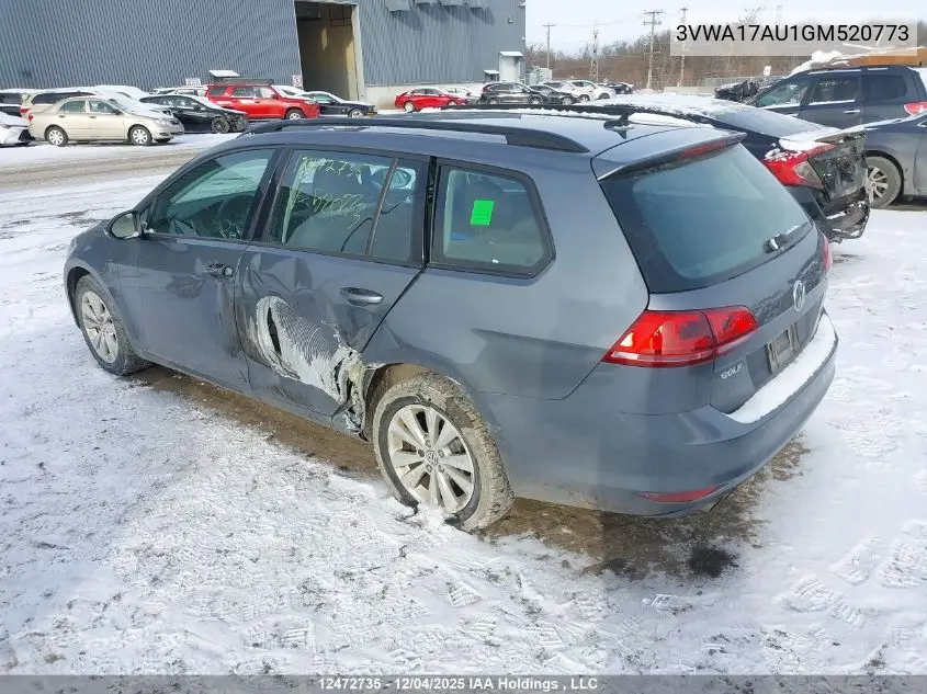 3VWA17AU1GM520773 2016 Volkswagen Golf Sportwagen S