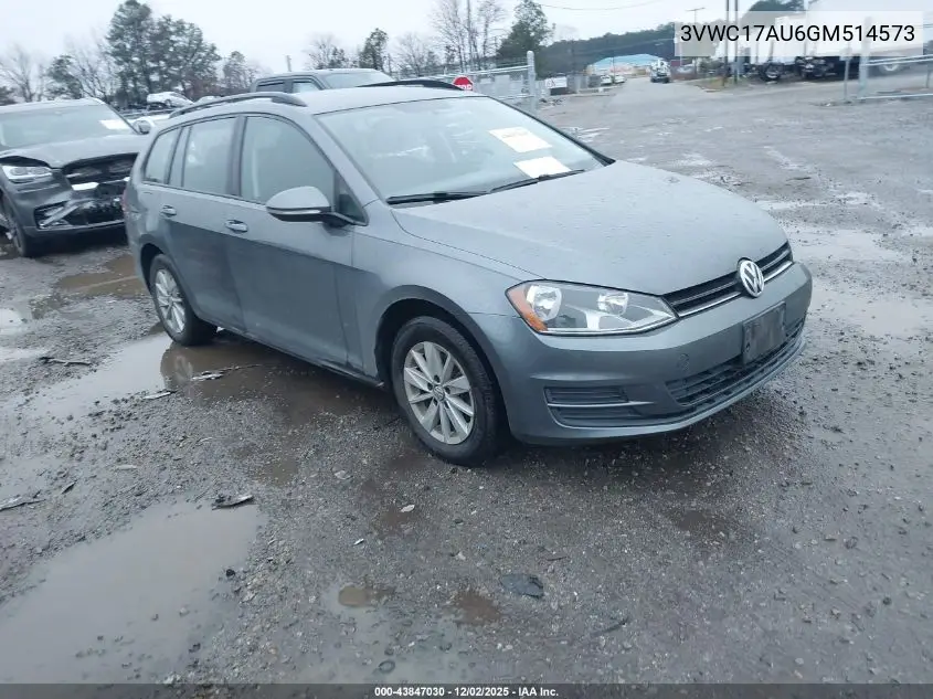 3VWC17AU6GM514573 2016 Volkswagen Golf Sportwagen Tsi S 4-Door