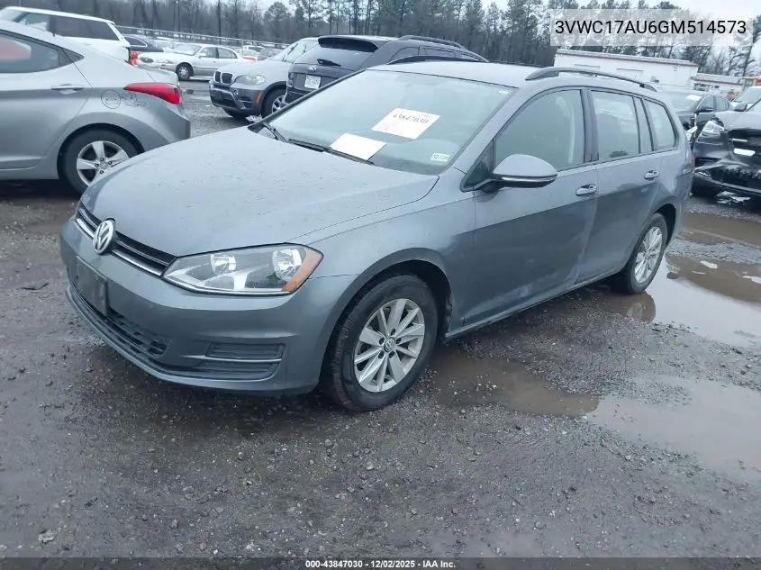 3VWC17AU6GM514573 2016 Volkswagen Golf Sportwagen Tsi S 4-Door