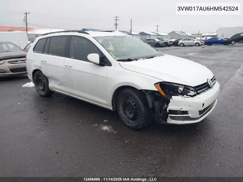 3VW017AU6HM542524 2017 Volkswagen Golf Sportwagen S