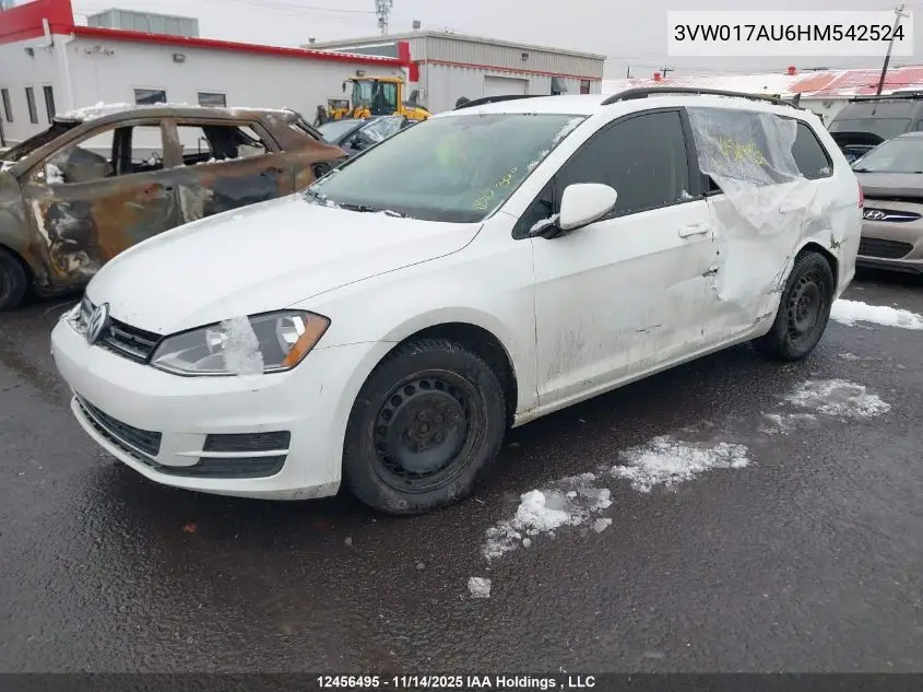 3VW017AU6HM542524 2017 Volkswagen Golf Sportwagen S