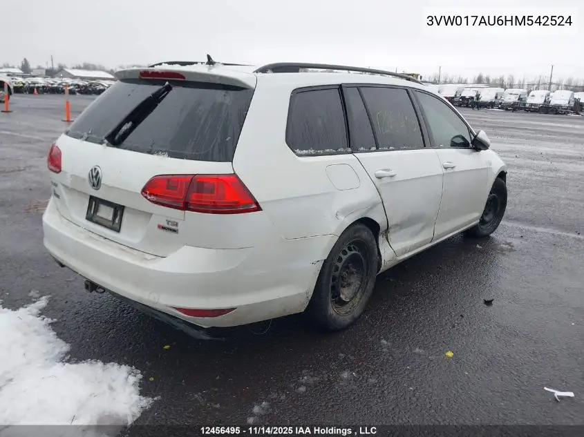 3VW017AU6HM542524 2017 Volkswagen Golf Sportwagen S