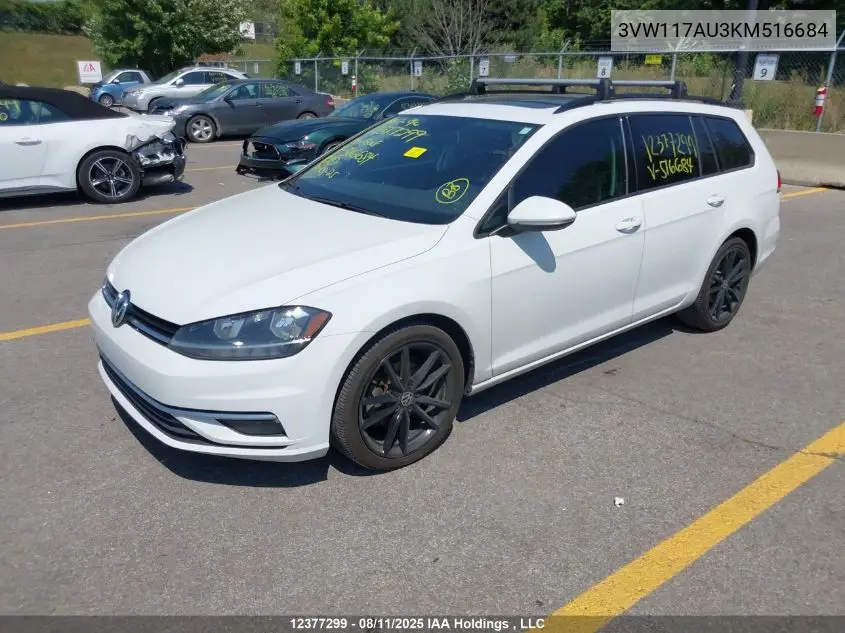 3VW117AU3KM516684 2019 Volkswagen Golf Sportwagen S