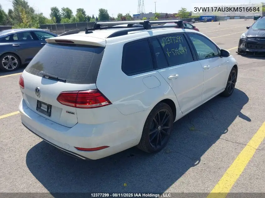 3VW117AU3KM516684 2019 Volkswagen Golf Sportwagen S