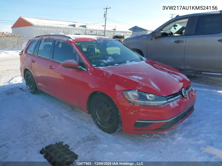 3VW217AU1KM524156 2019 Volkswagen Golf Sportwagen 1.8 Tsi Comfortline/1.8 Tsi Highline