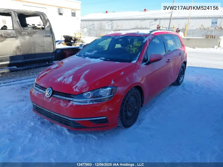 3VW217AU1KM524156 2019 Volkswagen Golf Sportwagen 1.8 Tsi Comfortline/1.8 Tsi Highline