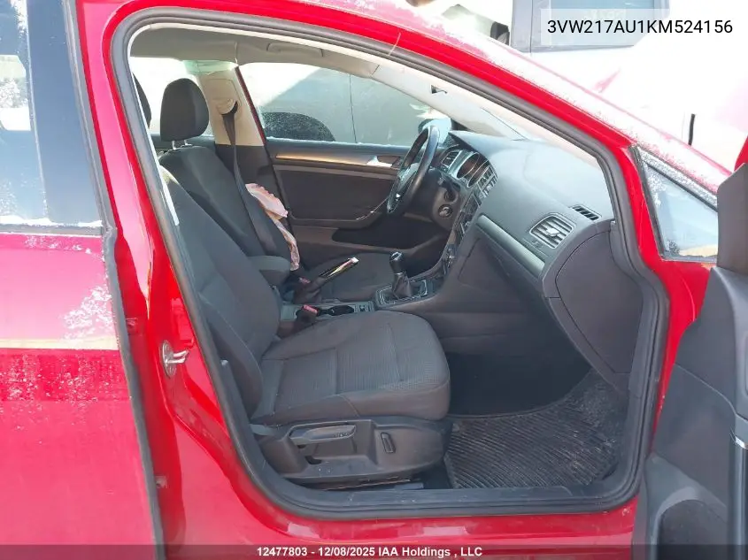 3VW217AU1KM524156 2019 Volkswagen Golf Sportwagen 1.8 Tsi Comfortline/1.8 Tsi Highline