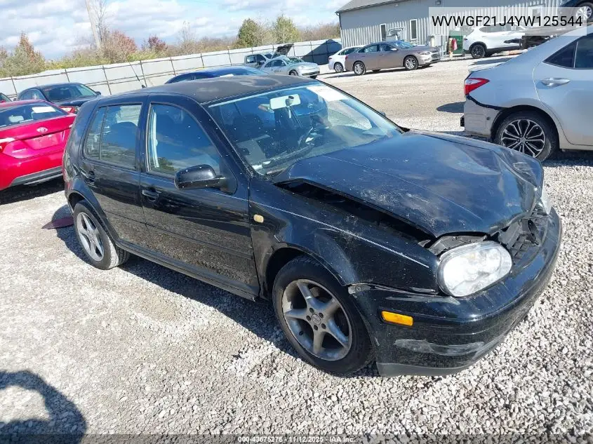 WVWGF21J4YW125544 2000 Volkswagen Golf Gls Tdi