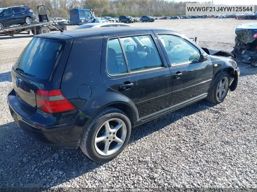 WVWGF21J4YW125544 2000 Volkswagen Golf Gls Tdi