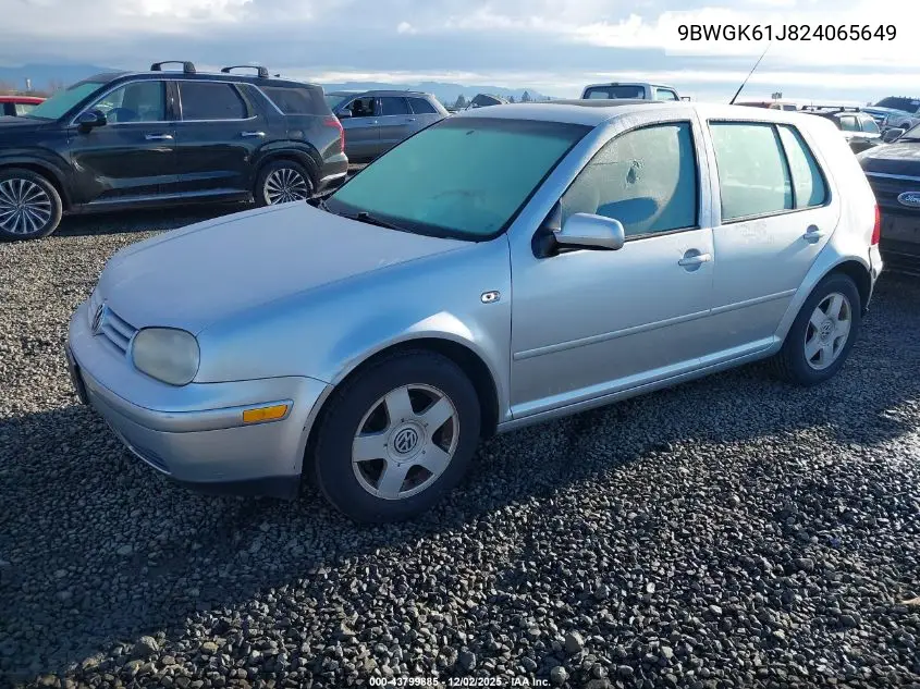 9BWGK61J824065649 2002 Volkswagen Golf Gls 2.0L