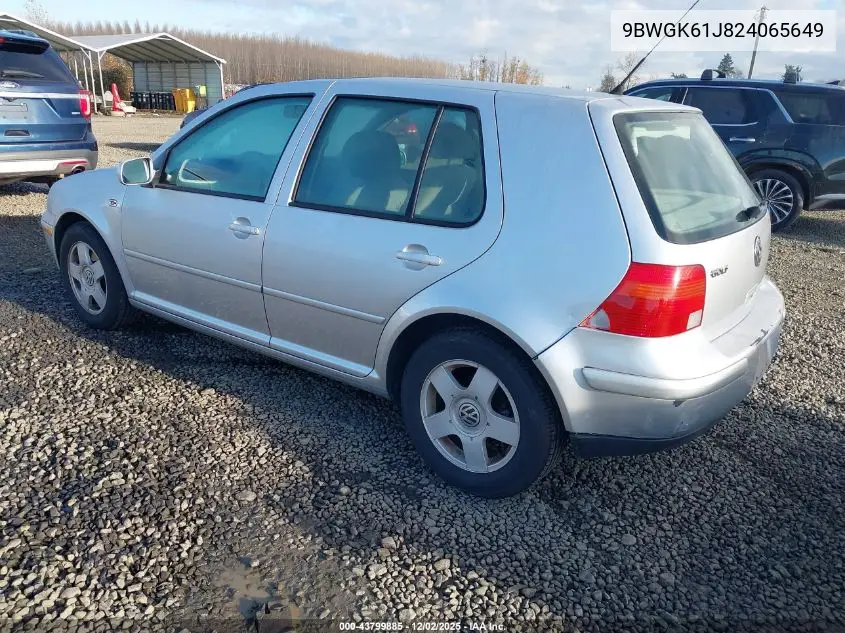 9BWGK61J824065649 2002 Volkswagen Golf Gls 2.0L