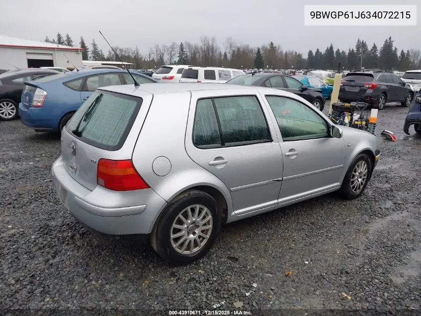 9BWGP61J634072215 2003 Volkswagen Golf Gls Tdi