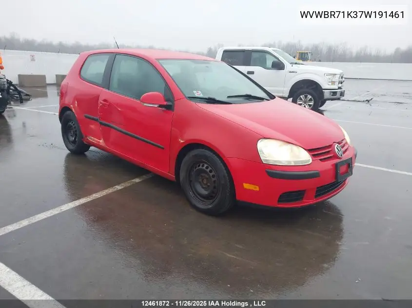 WVWBR71K37W191461 2007 Volkswagen Rabbit 3-Door
