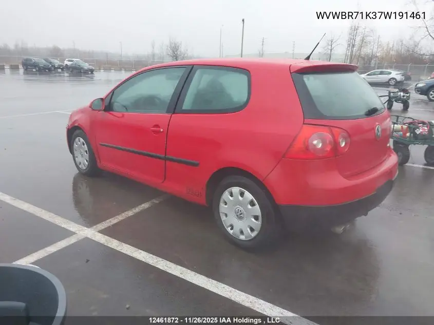 WVWBR71K37W191461 2007 Volkswagen Rabbit 3-Door