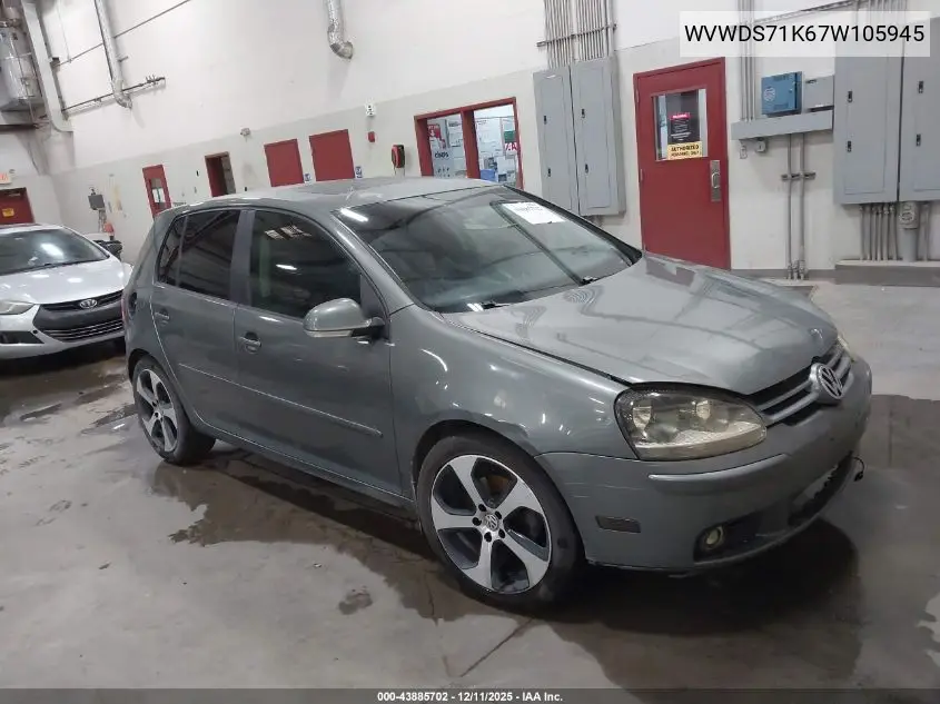 WVWDS71K67W105945 2007 Volkswagen Rabbit 4-Door