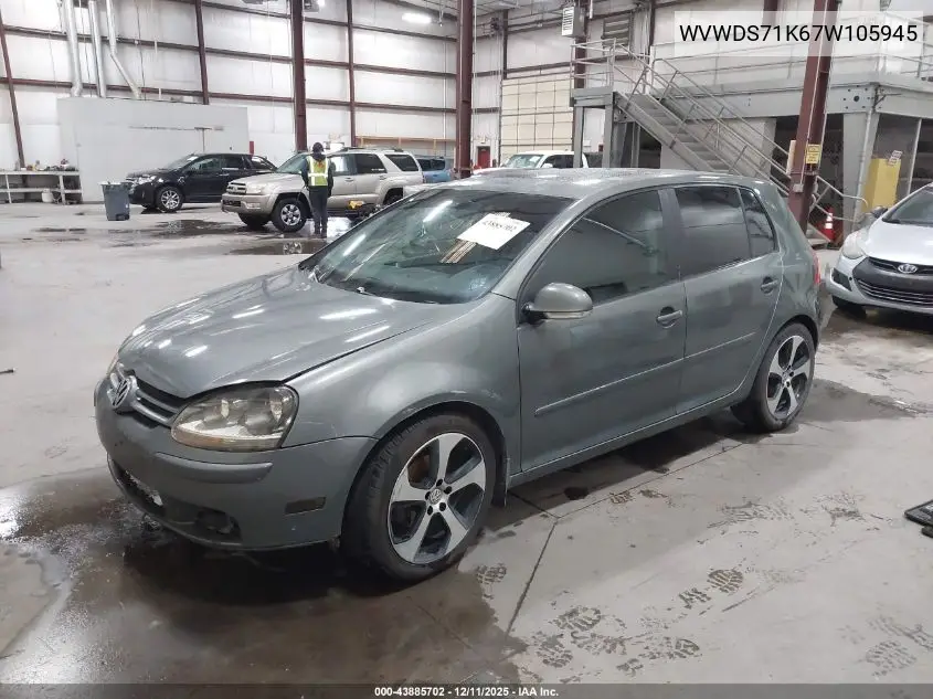 WVWDS71K67W105945 2007 Volkswagen Rabbit 4-Door