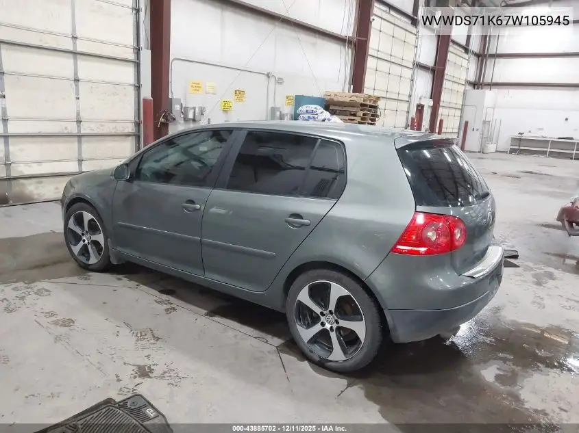 WVWDS71K67W105945 2007 Volkswagen Rabbit 4-Door