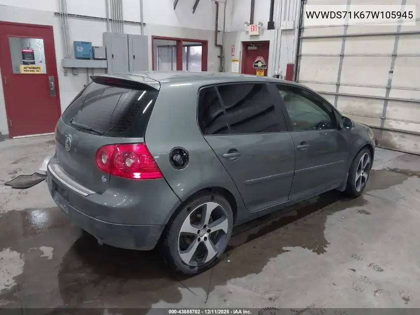 WVWDS71K67W105945 2007 Volkswagen Rabbit 4-Door