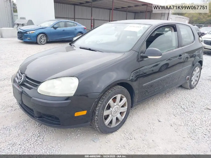 WVWAA71K99W067751 2009 Volkswagen Rabbit S