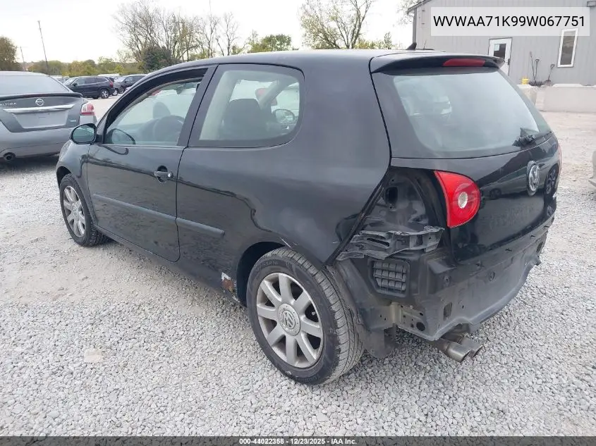 WVWAA71K99W067751 2009 Volkswagen Rabbit S