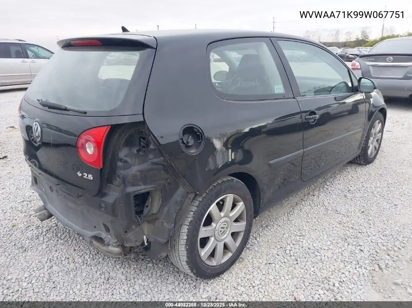 WVWAA71K99W067751 2009 Volkswagen Rabbit S