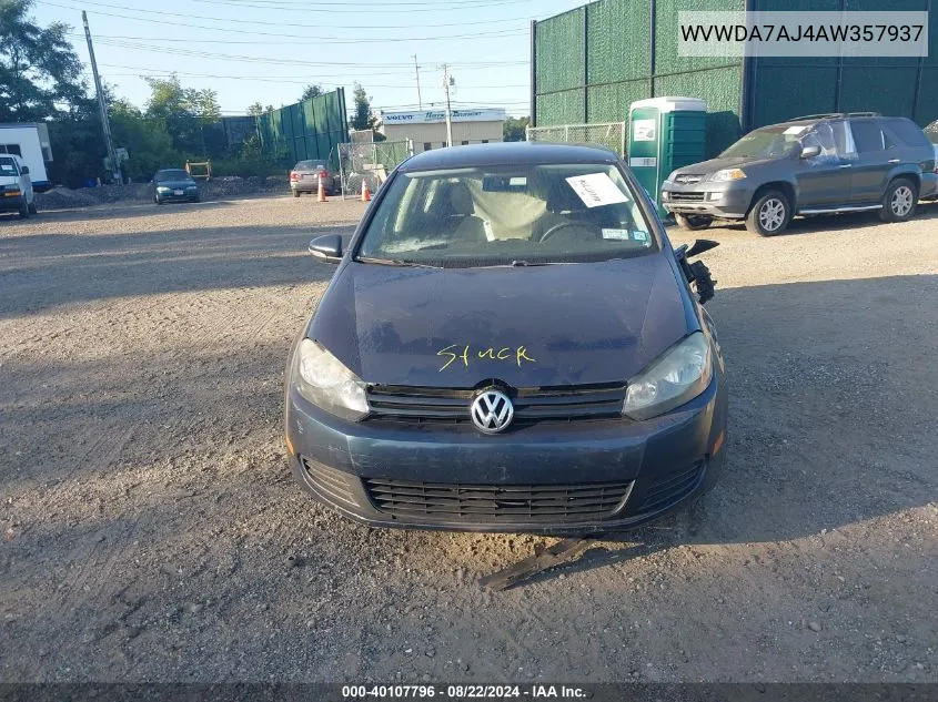 2010 Volkswagen Golf 4-Door VIN: WVWDA7AJ4AW357937 Lot: 40107796