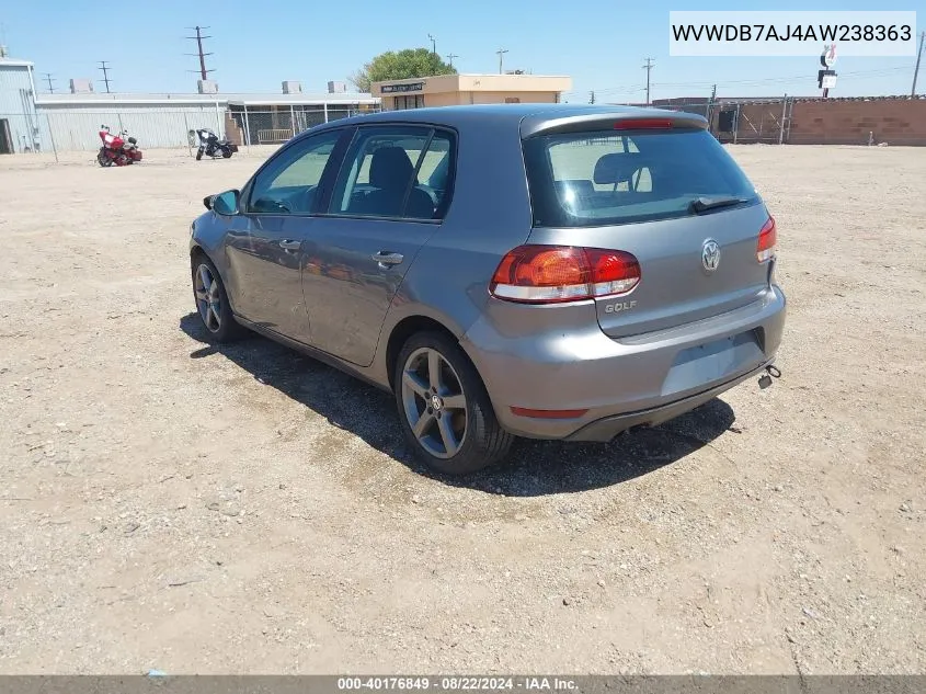 2010 Volkswagen Golf 4-Door VIN: WVWDB7AJ4AW238363 Lot: 40176849