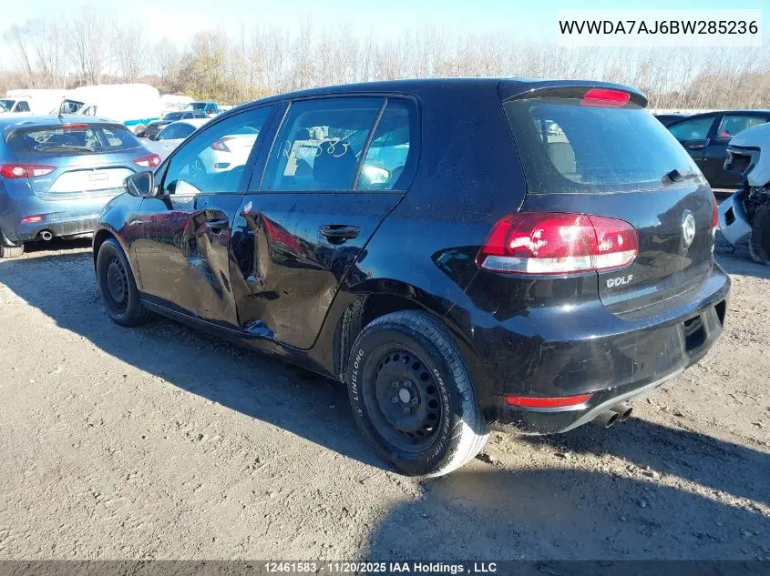 WVWDA7AJ6BW285236 2011 Volkswagen Golf