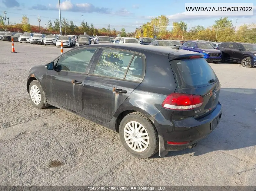 WVWDA7AJ5CW337022 2012 Volkswagen Golf