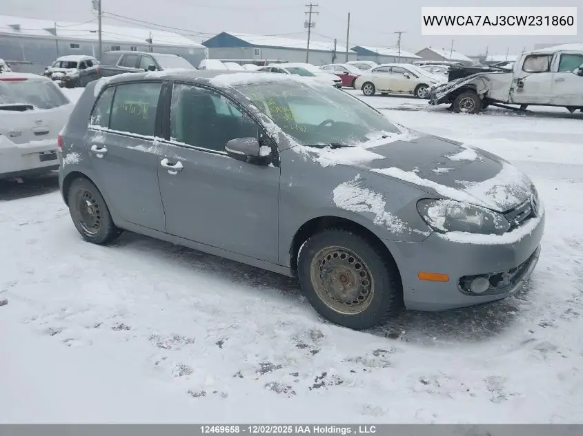 WVWCA7AJ3CW231860 2012 Volkswagen Golf 2.5L Comfortline/2.5L Highline/2.5L Sportline/2.5L Trendline