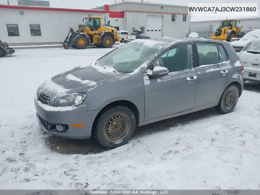 WVWCA7AJ3CW231860 2012 Volkswagen Golf 2.5L Comfortline/2.5L Highline/2.5L Sportline/2.5L Trendline