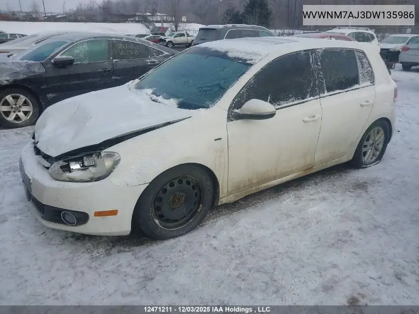 WVWNM7AJ3DW135986 2013 Volkswagen Golf 2.0 Tdi Comfortline/2.0 Tdi Highline/Wolfsburg Edition 2.0 Tdi