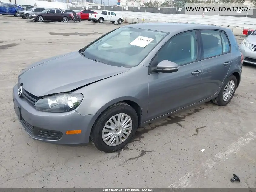 WVWDB7AJ8DW136374 2013 Volkswagen Golf 2.5L 4-Door