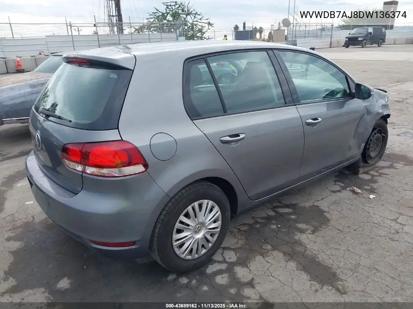 WVWDB7AJ8DW136374 2013 Volkswagen Golf 2.5L 4-Door