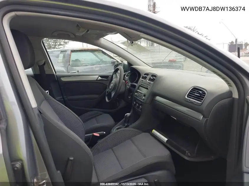 WVWDB7AJ8DW136374 2013 Volkswagen Golf 2.5L 4-Door