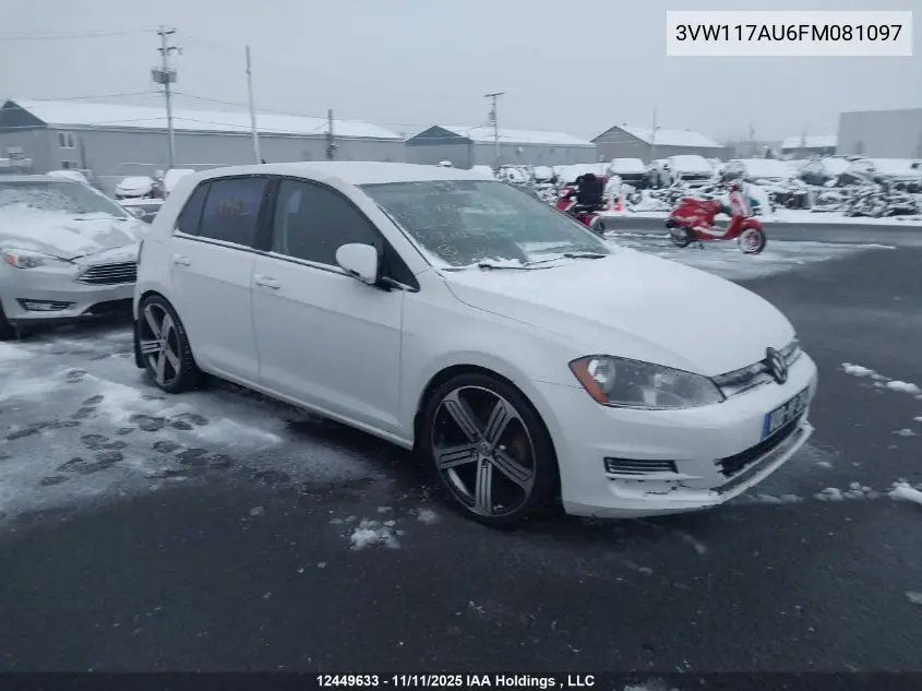 3VW117AU6FM081097 2015 Volkswagen Golf