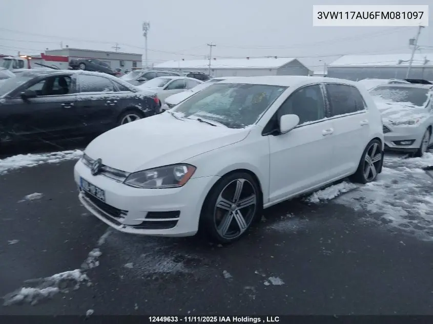 3VW117AU6FM081097 2015 Volkswagen Golf