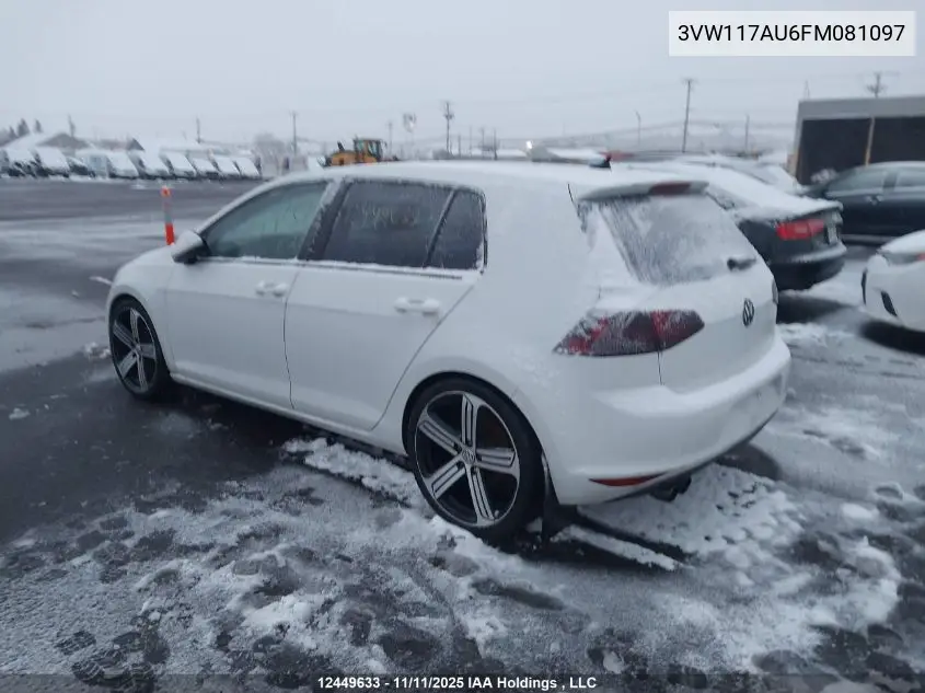 3VW117AU6FM081097 2015 Volkswagen Golf