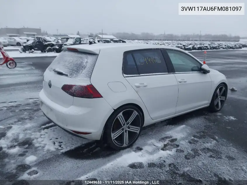3VW117AU6FM081097 2015 Volkswagen Golf