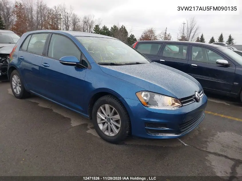 3VW217AU5FM090135 2015 Volkswagen Golf