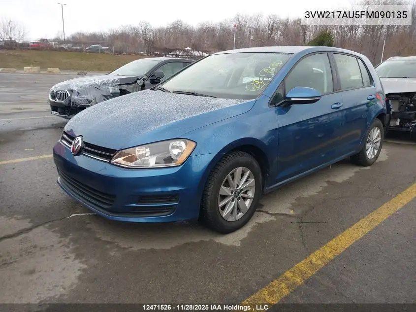 3VW217AU5FM090135 2015 Volkswagen Golf