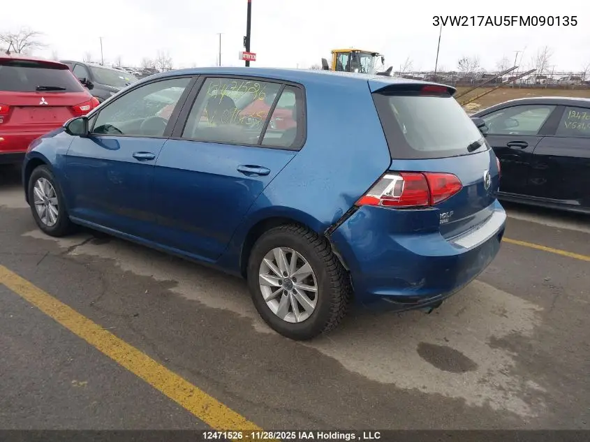 3VW217AU5FM090135 2015 Volkswagen Golf