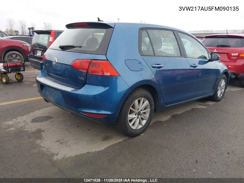 3VW217AU5FM090135 2015 Volkswagen Golf