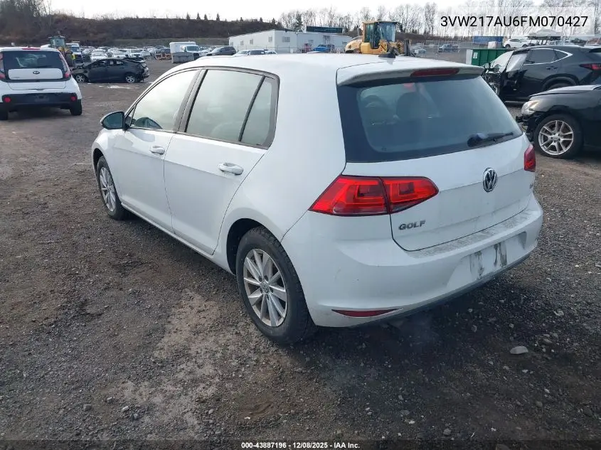 3VW217AU6FM070427 2015 Volkswagen Golf Tsi S 4-Door