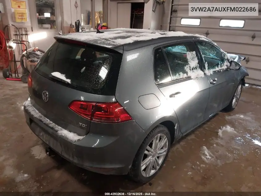 3VW2A7AUXFM022686 2015 Volkswagen Golf Tdi Se 4-Door