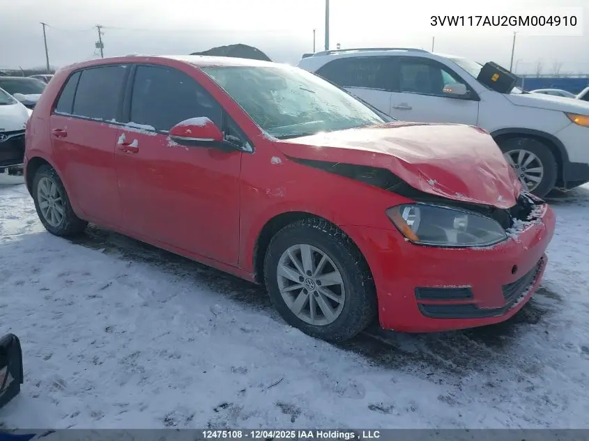 3VW117AU2GM004910 2016 Volkswagen Golf 1.8 Tsi Comfortline/1.8 Tsi Highline/1.8 Tsi Trendline