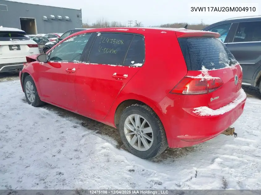3VW117AU2GM004910 2016 Volkswagen Golf 1.8 Tsi Comfortline/1.8 Tsi Highline/1.8 Tsi Trendline