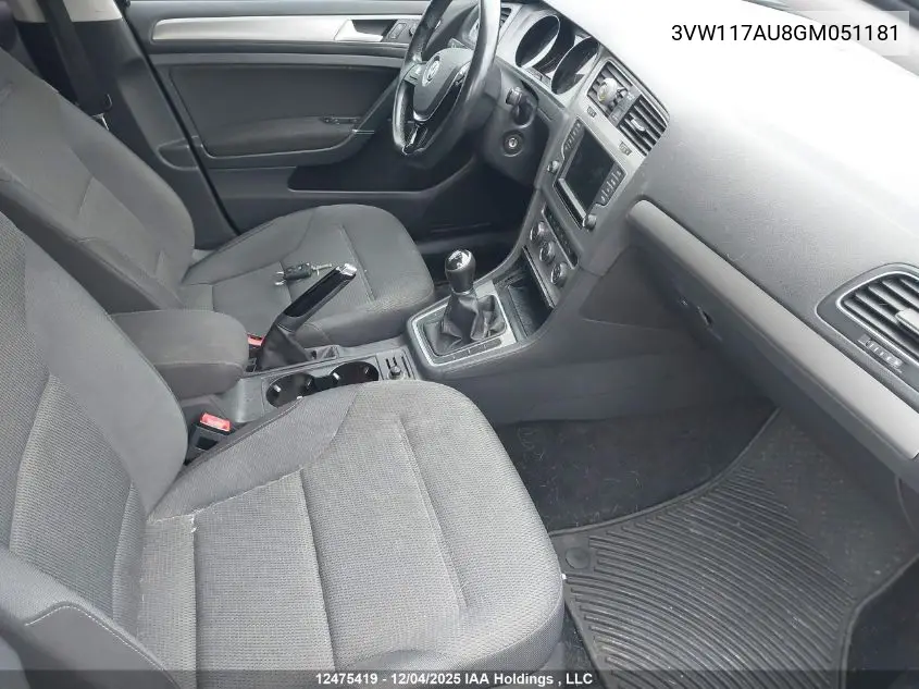 3VW117AU8GM051181 2016 Volkswagen Golf 1.8 Tsi Comfortline/1.8 Tsi Highline/1.8 Tsi Trendline